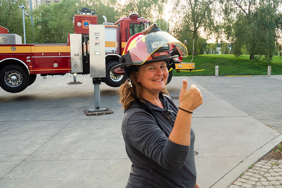 Sonya as a firefighter